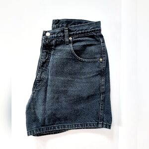 High Waisted Black Denim Shorts size 11/12 Nuovo "Mom Shorts" 100% cotton 90s y2